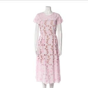Self-Portrait Pink Mock Neck Flutter Sleeve Dress